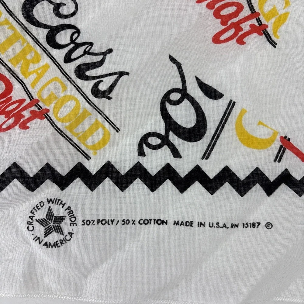 Vintage Coors Extra Gold Draft Beer Bandana Handkerchief Made In The USA